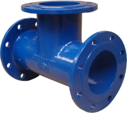 Flansch-T-Stück aus Gusseisen T 200x100 Kugel MB PN10